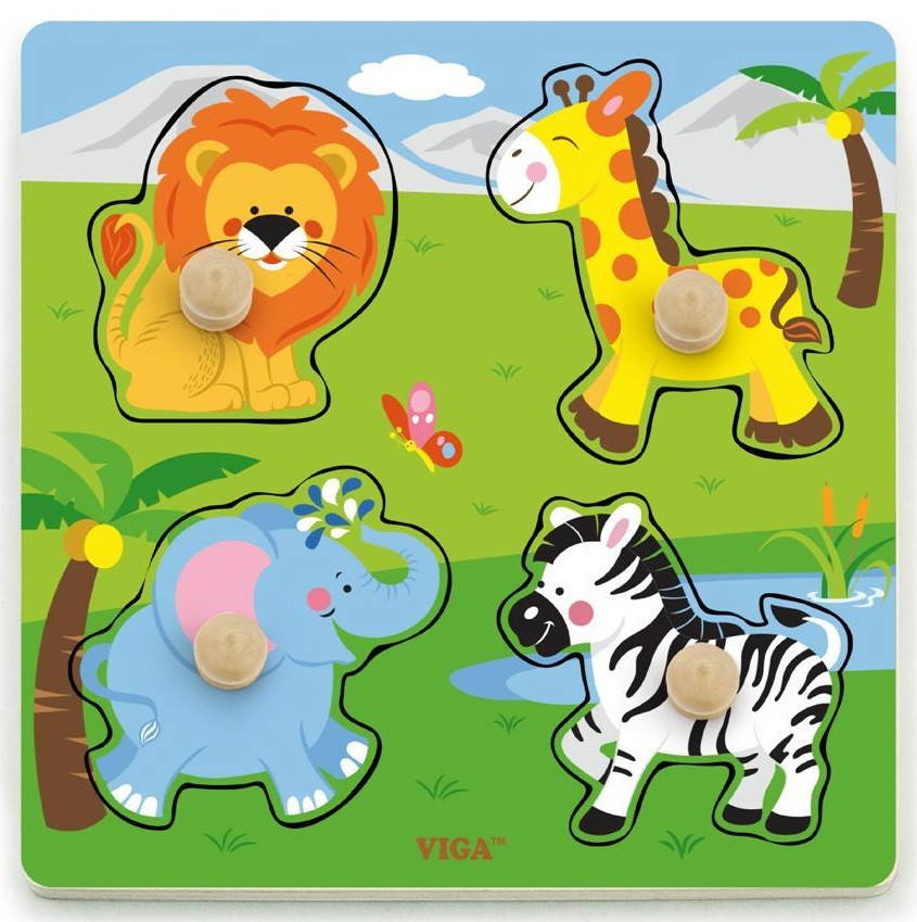 Viga Big Knob Puzzle - Wild Animals