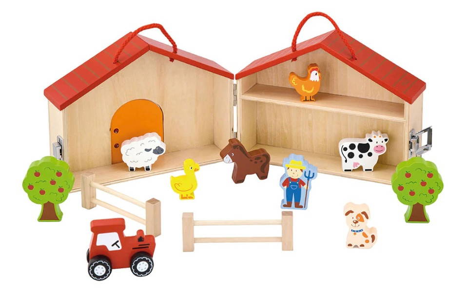 viga take along wooden farm set toy