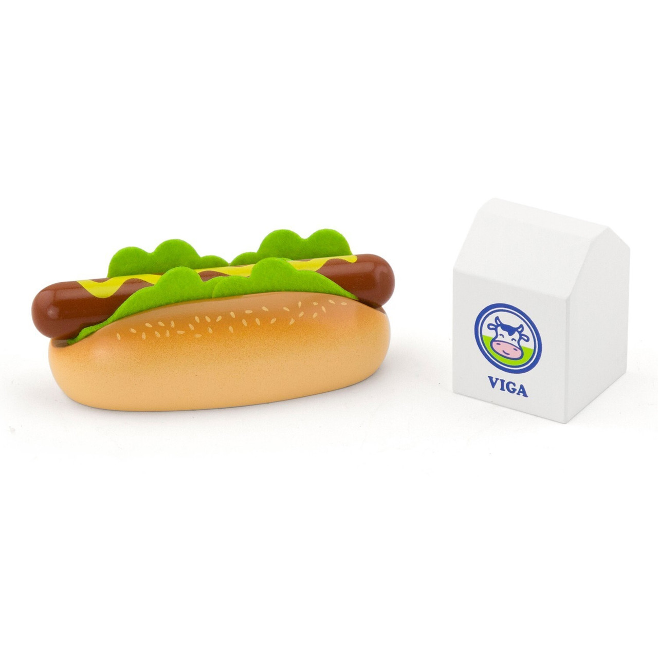 Viga Hot Dog Sandwich with Milk Play Set will take you out to the ballgame!