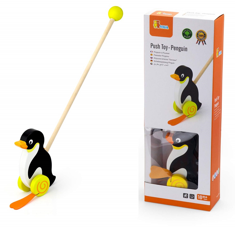 Viga Penguin Push Toy in box packaging Viga Penguin Push Toy in box packaging