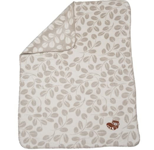 David Fussenegger Ecru Leaves Panda Bassinet Blanket