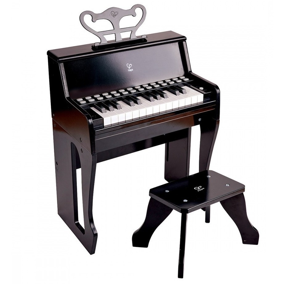 hape black kids piano with stool