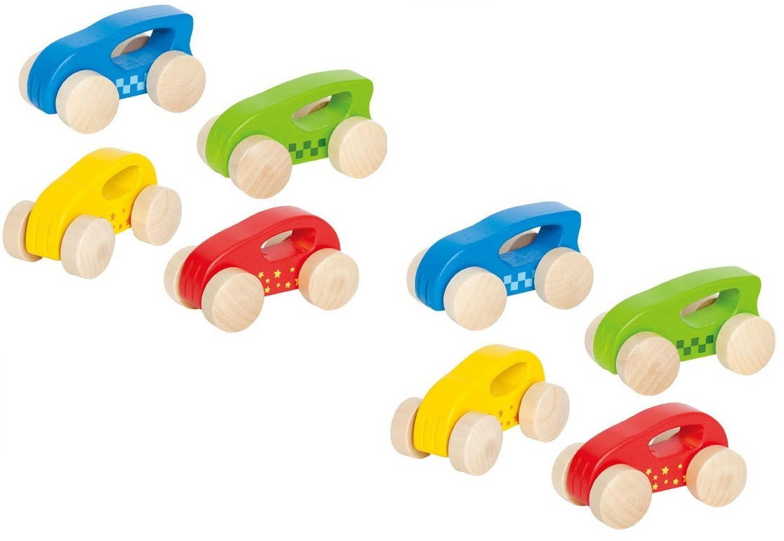 hape mini wooden car set
