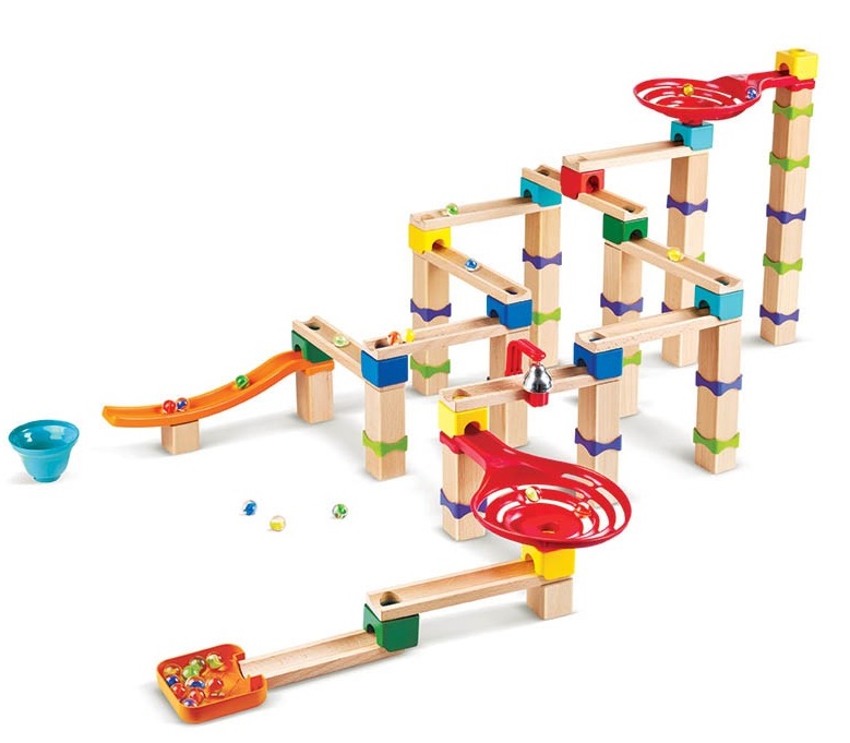 Hape Quadrilla Tricks & Twists Marble Track is an exciting 129-piece marble run that will have you building and playing for many hours over many years! Hape Quadrilla Tricks & Twists Marble Track is an exciting 129-piece marble run that will have you building and playing for many hours over many years!