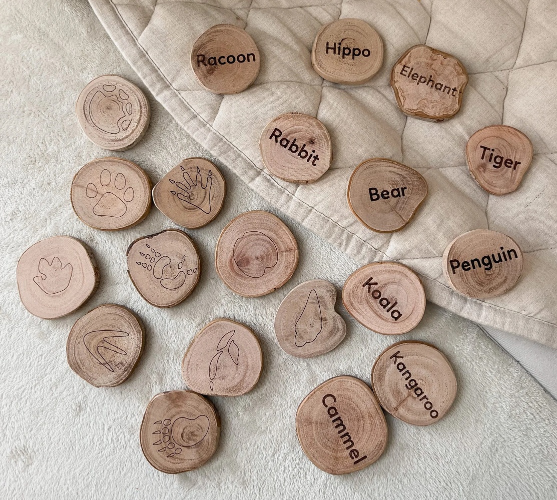 Qtoys Animal Footprints & Habitat Wooden Learning Discs Set Qtoys Animal Footprints & Habitat Wooden Learning Discs Set