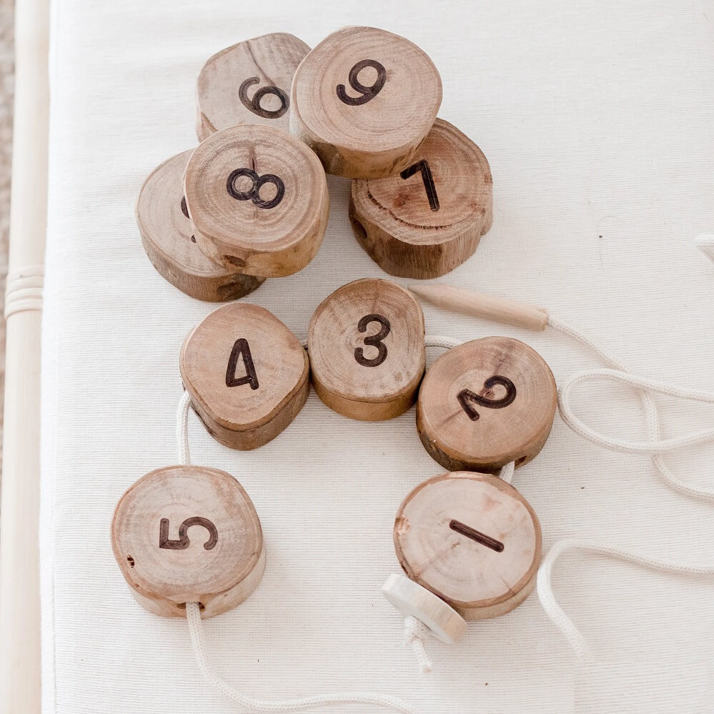 wooden lacing numbers set