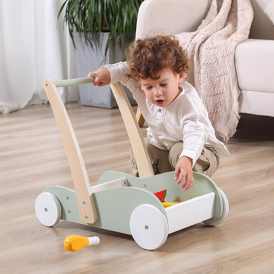 This wooden walking wagon will grow with your child as they change their needs.
