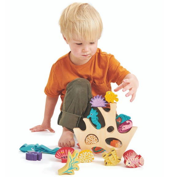 wooden stacking coral play set