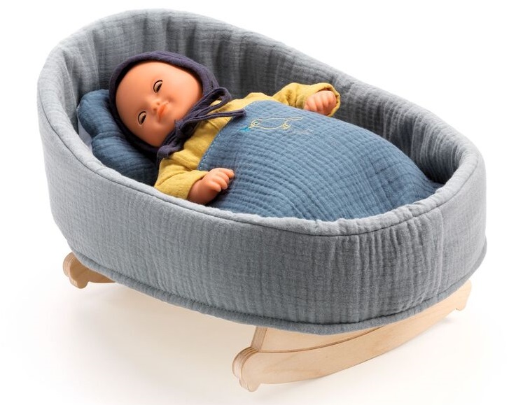 Djeco Blue Dream Doll Rocking Cradle will keep Baby Dolls snug and warm