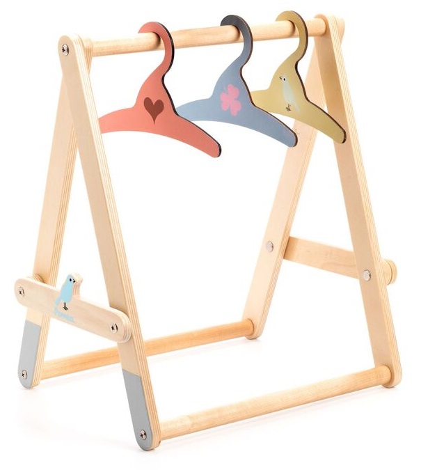 Djeco Doll's Clothing Rack with 3 Hangers Djeco Doll's Clothing Rack with 3 Hangers