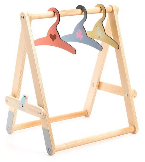 Djeco Doll\'s Clothing Rack with 3 Hangers
