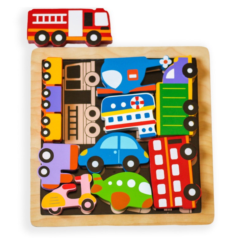 Kiddie Connect Vehicles Chunky Puzzle has a guide printed to indicate placement