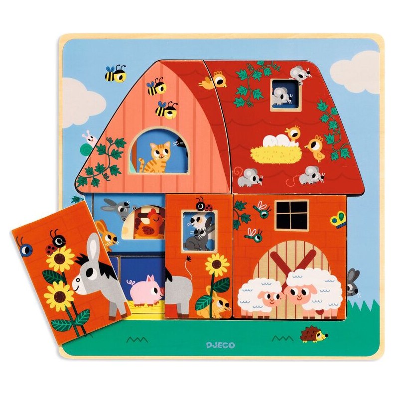 Djeco The Barn 3-Layer Wooden Puzzle
