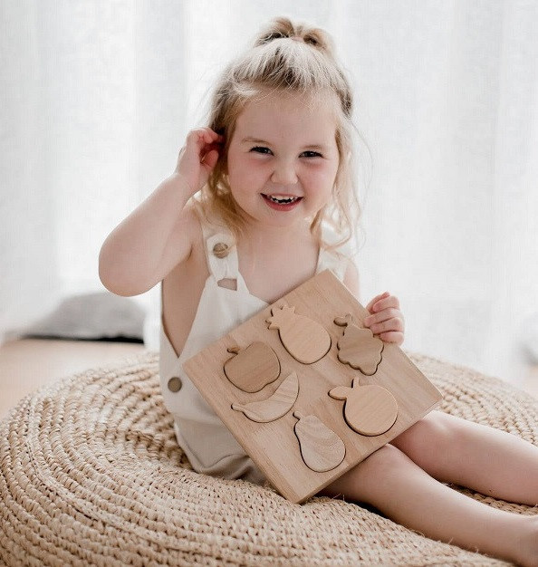 qtoys wooden fruit shape puzzle