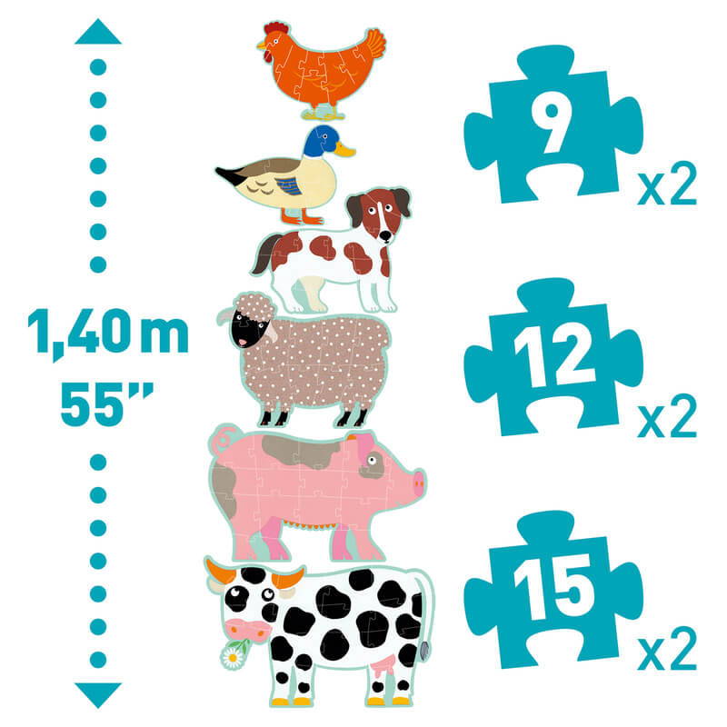 Djeco Honore & Friends Giant Puzzle Set has 6 animals to choose from