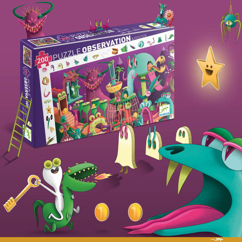 Djeco In a Video Game Observation Puzzle illustration detail