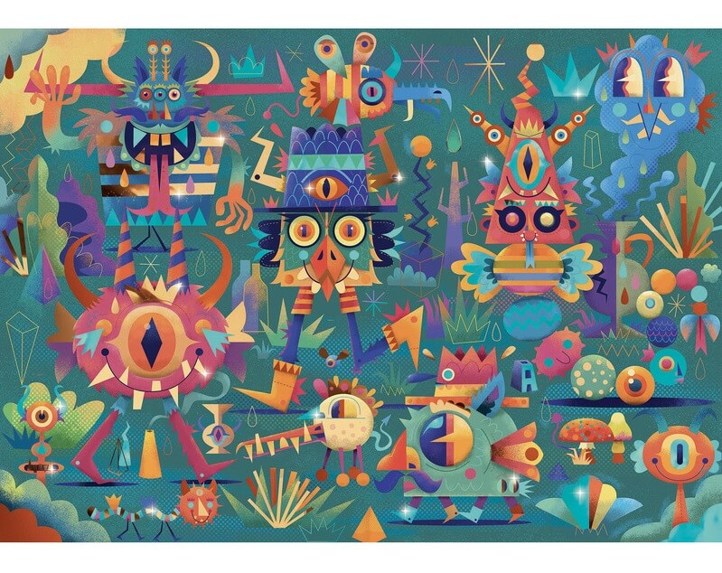 Djeco Monster Party 50pc Wizzy Puzzle full picture