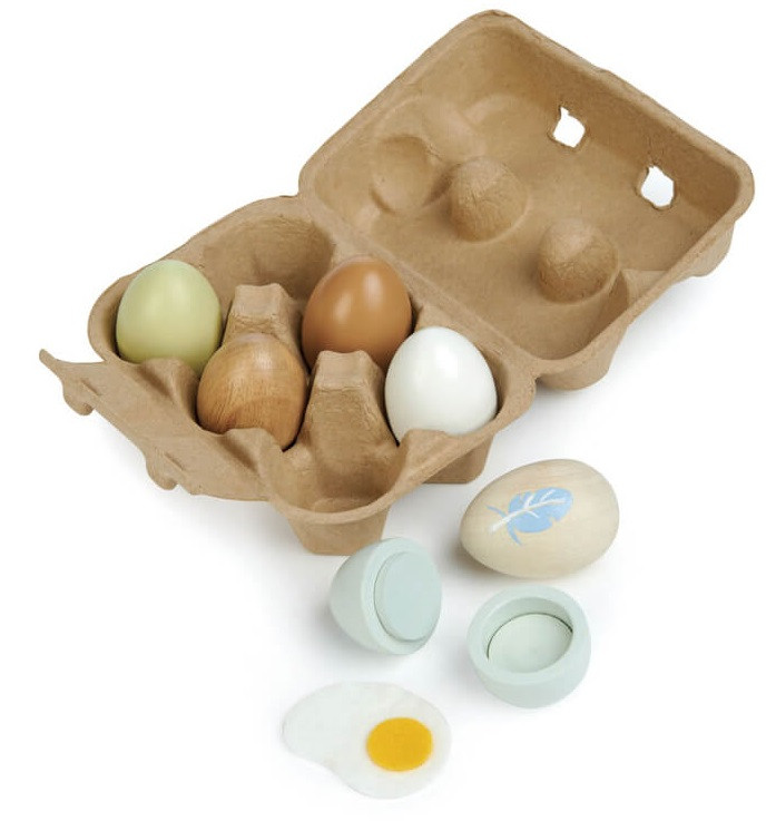 Tender Leaf Wooden Eggs come in a carton