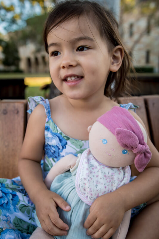 Bonikka Baby Doll Kaia wearing a bib (accessory sold separately) Bonikka Baby Doll Kaia wearing a bib (accessory sold separately)