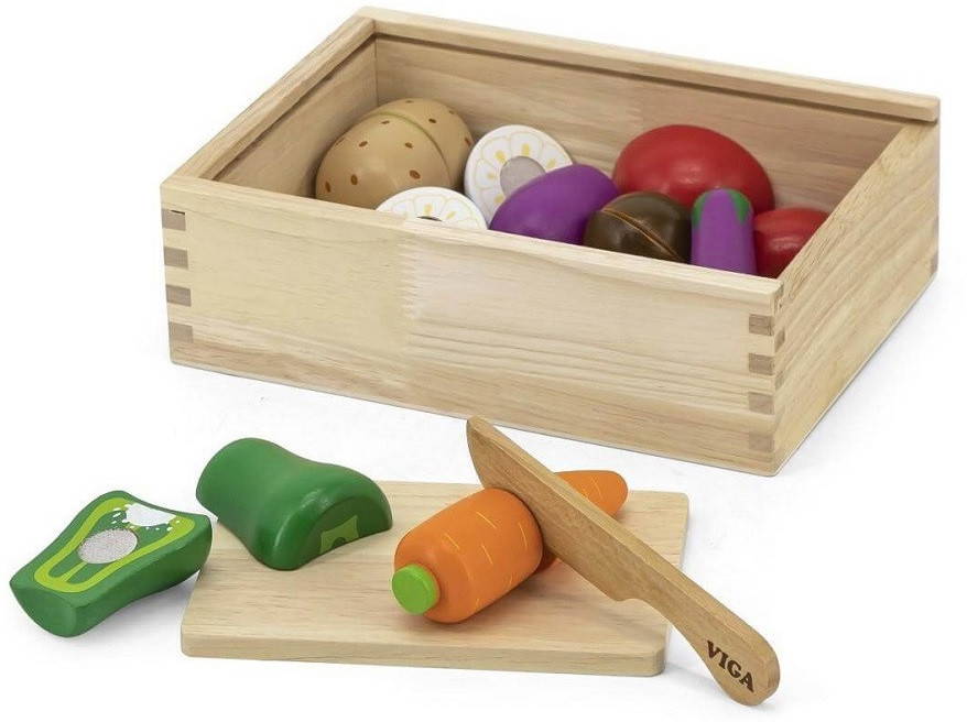 Viga Cutting Vegetable Playset in crate