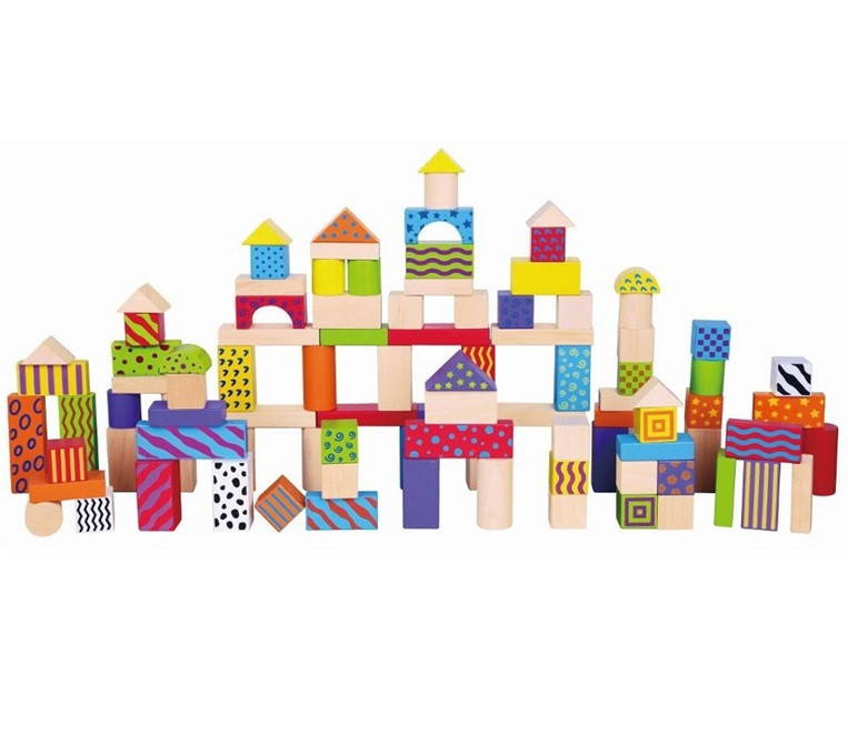 Viga Wooden Patterened Blocks 100 pcs