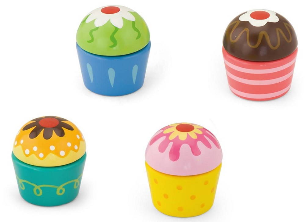 Viga Wooden Cupcakes 4pc can be mixed and matched