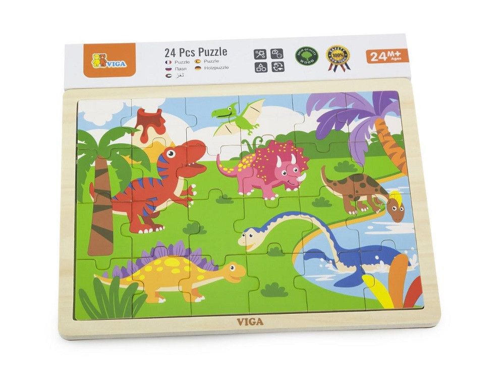 Viga 24 Pcs Puzzle - Dinosaurs in packaging