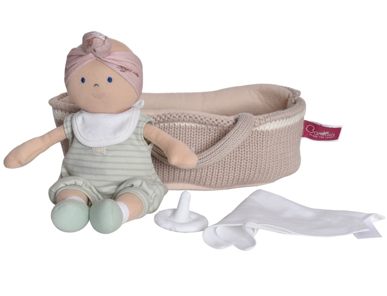 bonikka doll with green out fit and carry cot bassinet bonikka doll with green out fit and carry cot bassinet