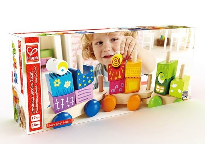 Hape Fantasia Blocks Train in packaging Hape Fantasia Blocks Train in packaging