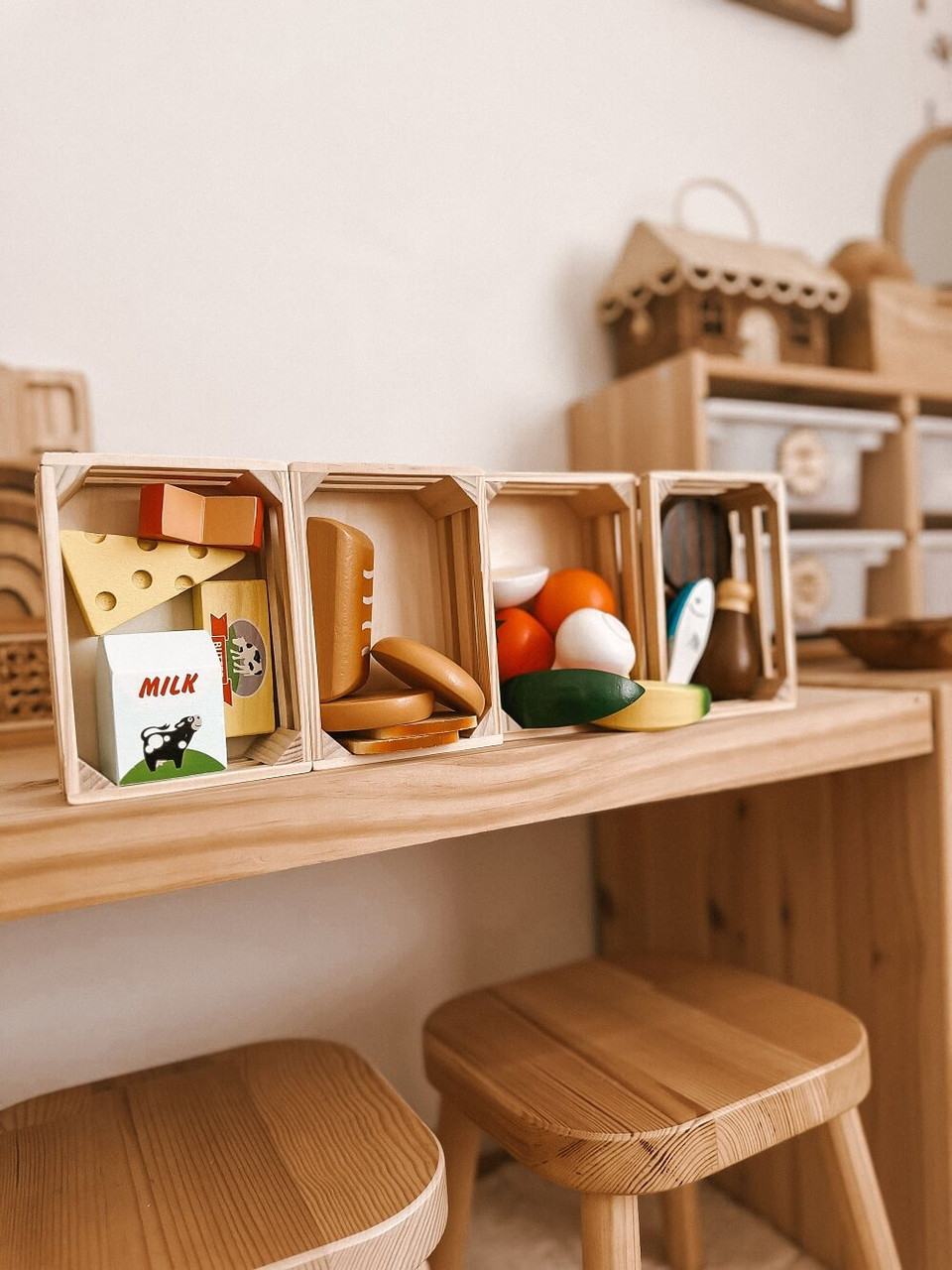 fun factory pretend play food in crates