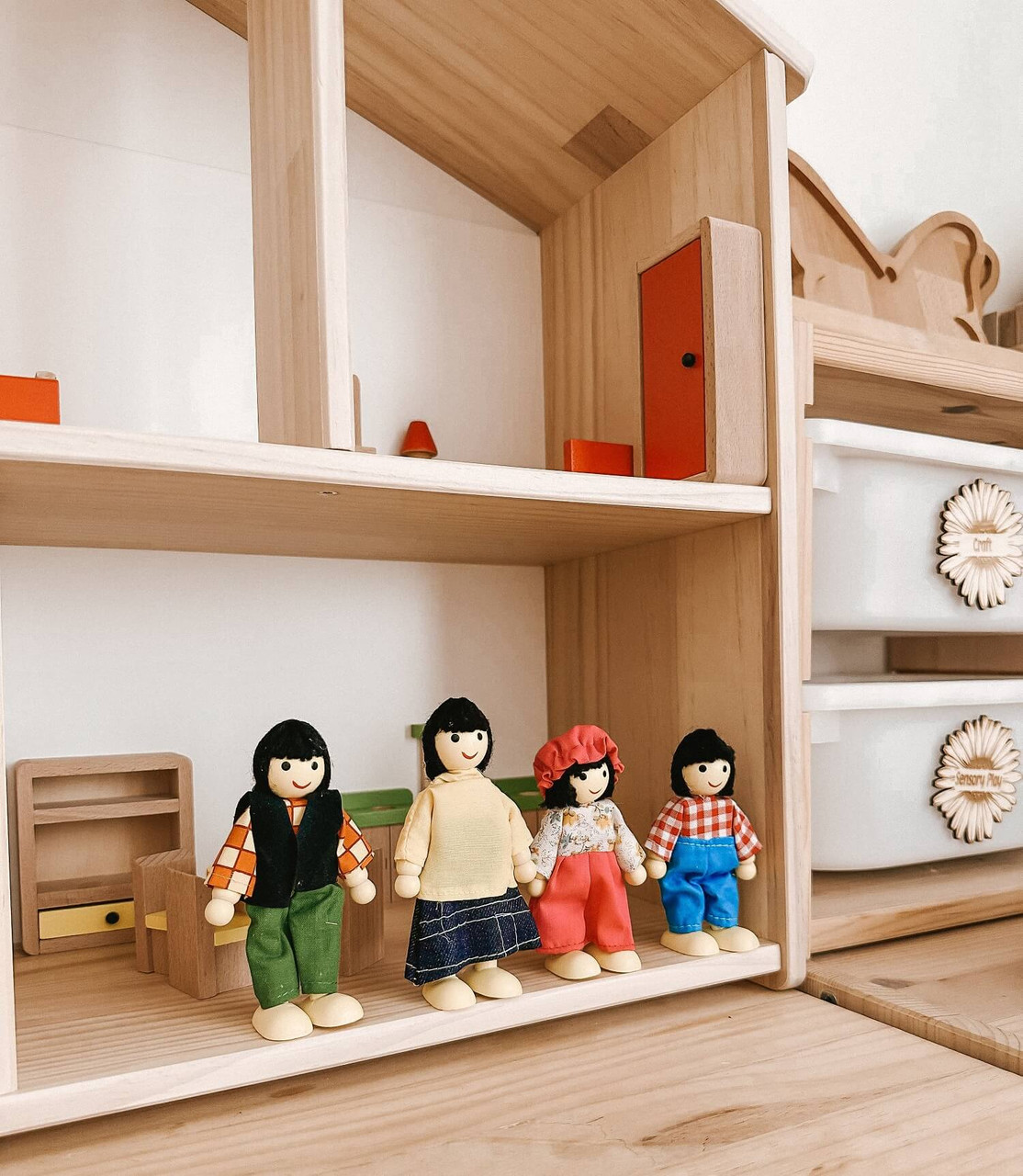 fun factory wooden bendable doll family - asian