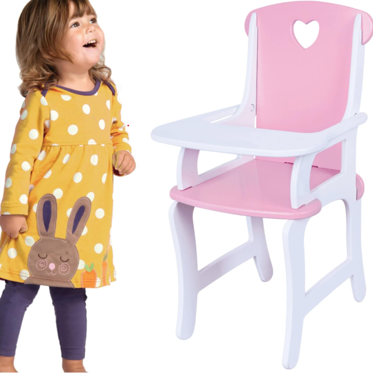 Viga Wooden Doll High Chair in Pink