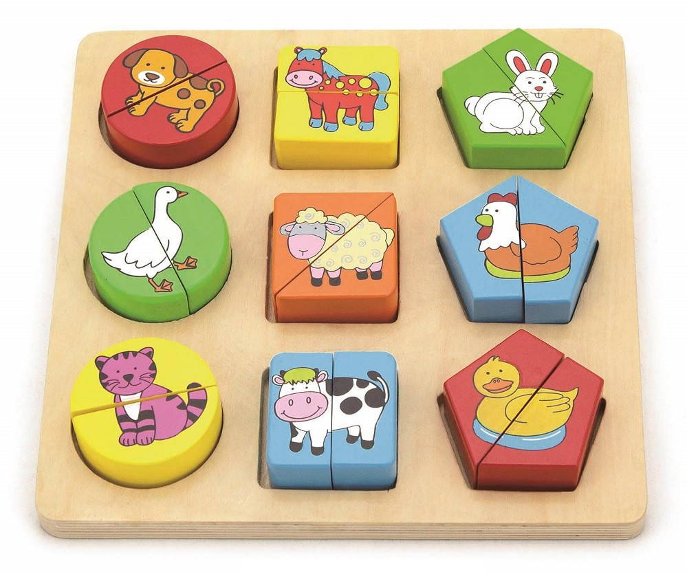 Viga Shape Block Puzzle - Farm Animals