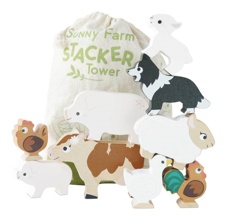 Le Toy Van Petilou Farm Stacking Animals & Bag Le Toy Van Petilou Farm Stacking Animals & Bag