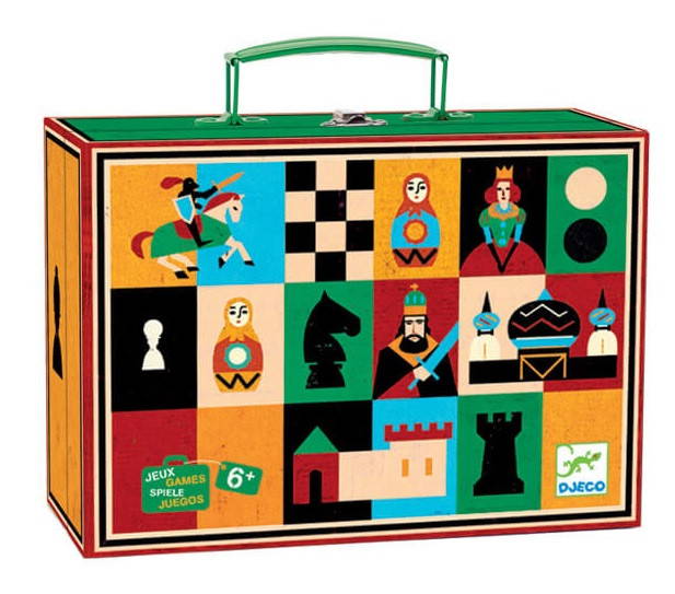 djeco chess and checkers game in carry case