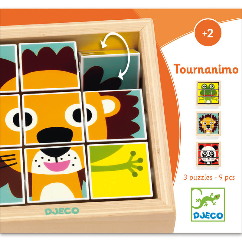 Djeco Touranimo Wooden Puzzle Game Box Cover