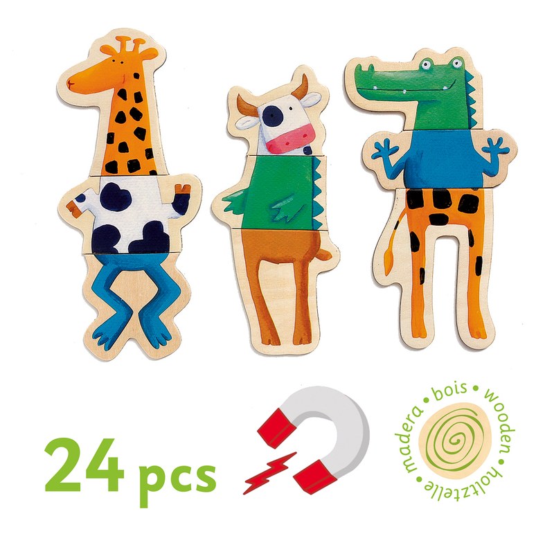 Djeco Wooden Magnetic Crazy Animals Set - image 3
