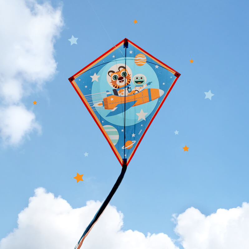 Djeco Rocket Kite in flight Djeco Rocket Kite in flight