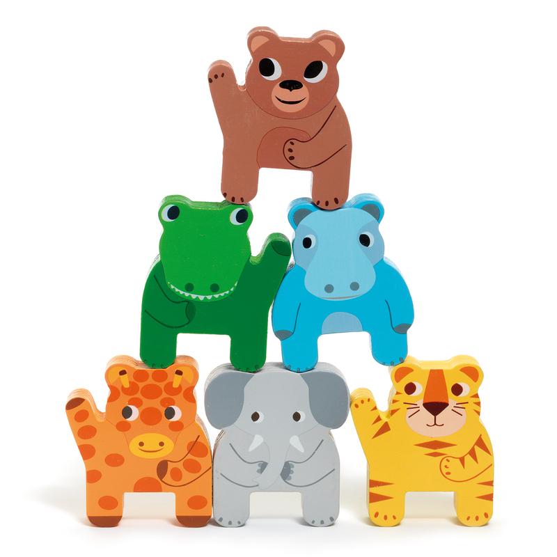 Djeco Trainimo Jungle Wooden Train animals can be stacked Djeco Trainimo Jungle Wooden Train animals can be stacked