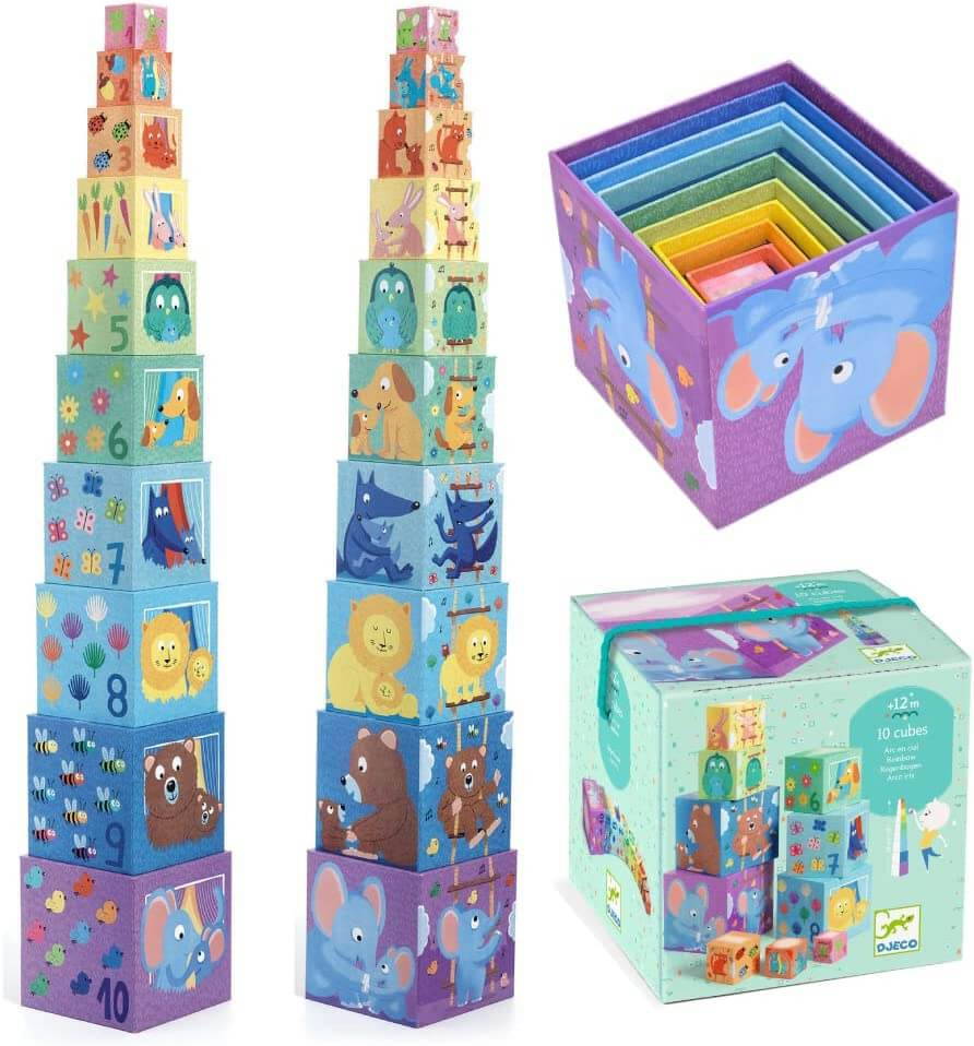 djeco rainbow stacking and nesting blocks