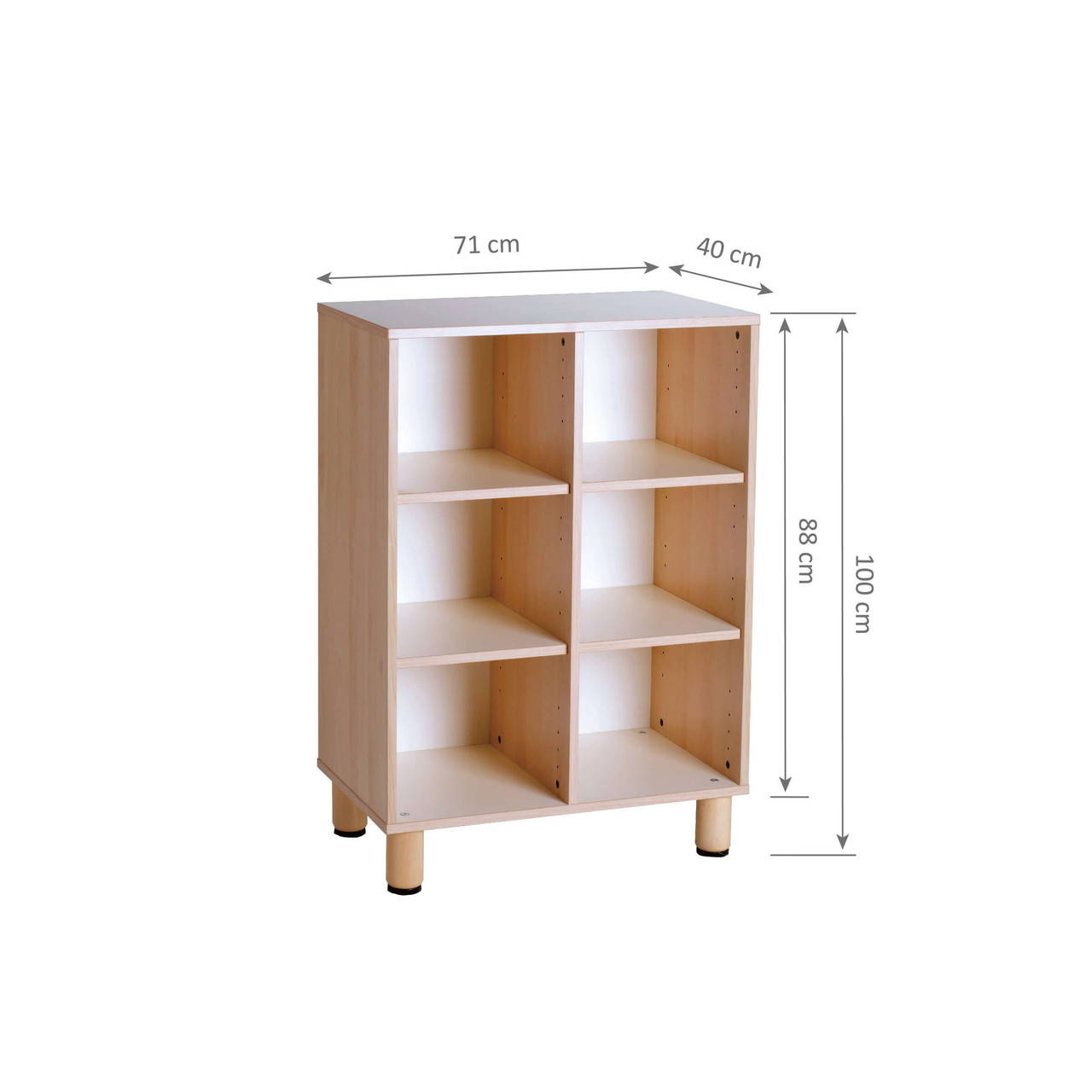 GAM Montessori 6 Cube Standing Shelf dimensions