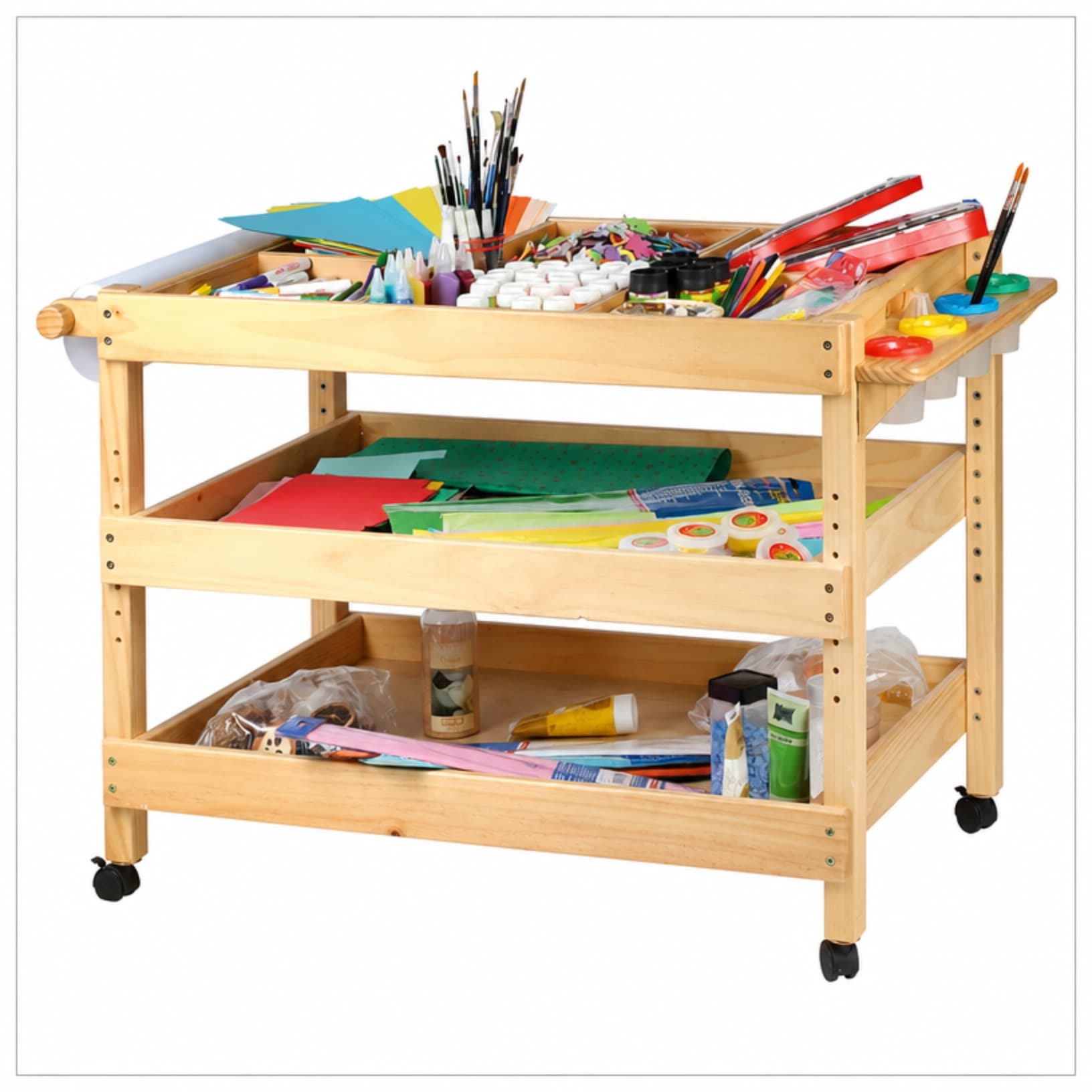 wooden art trolley
