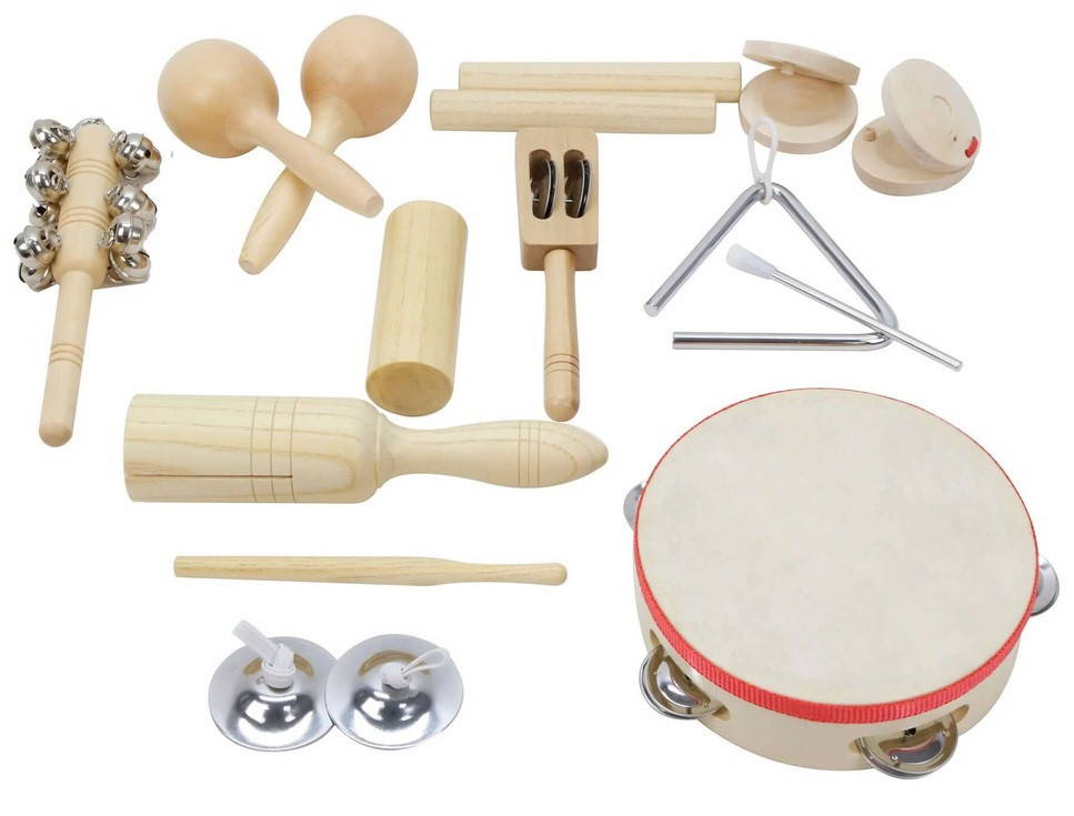 Natural Wooden Percussion Set - 11 Instruments