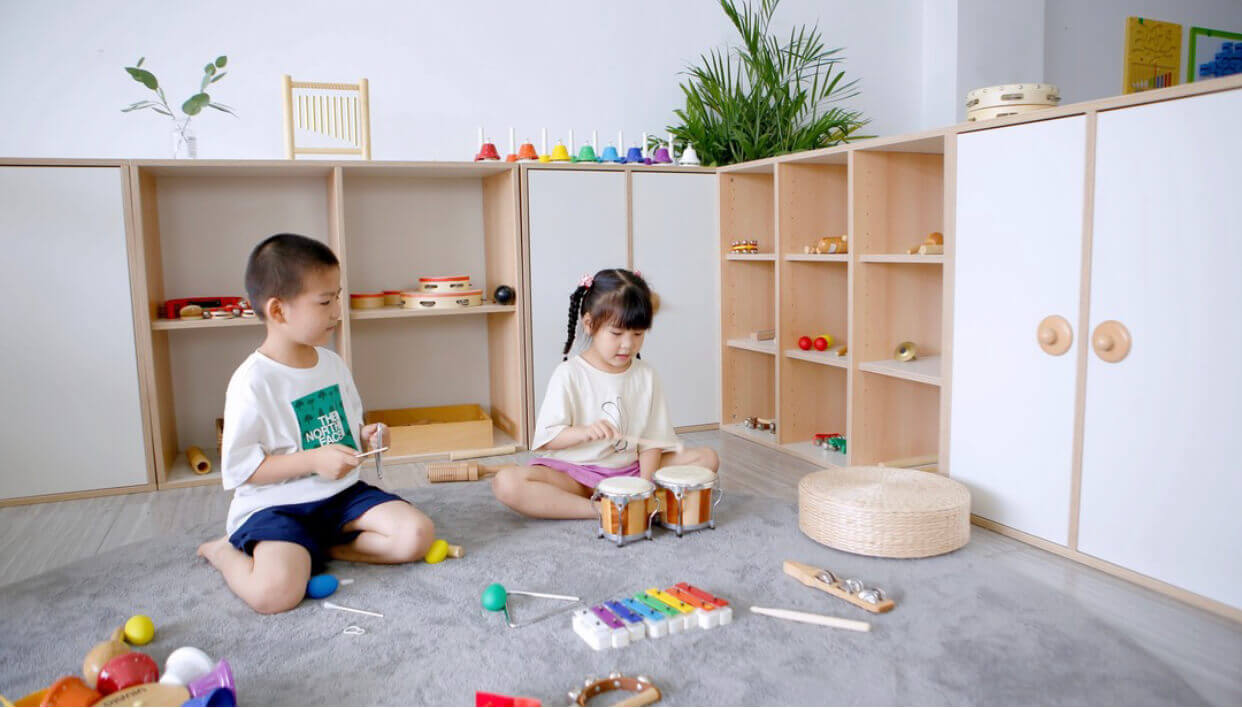 natural jingle stick with other kids musical instruments in classroom natural jingle stick with other kids musical instruments in classroom