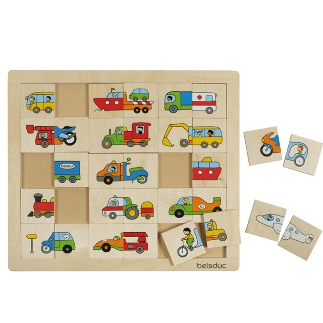 wooden mix and match vehicle puzzle