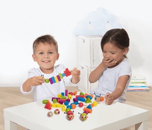 wooden threading game