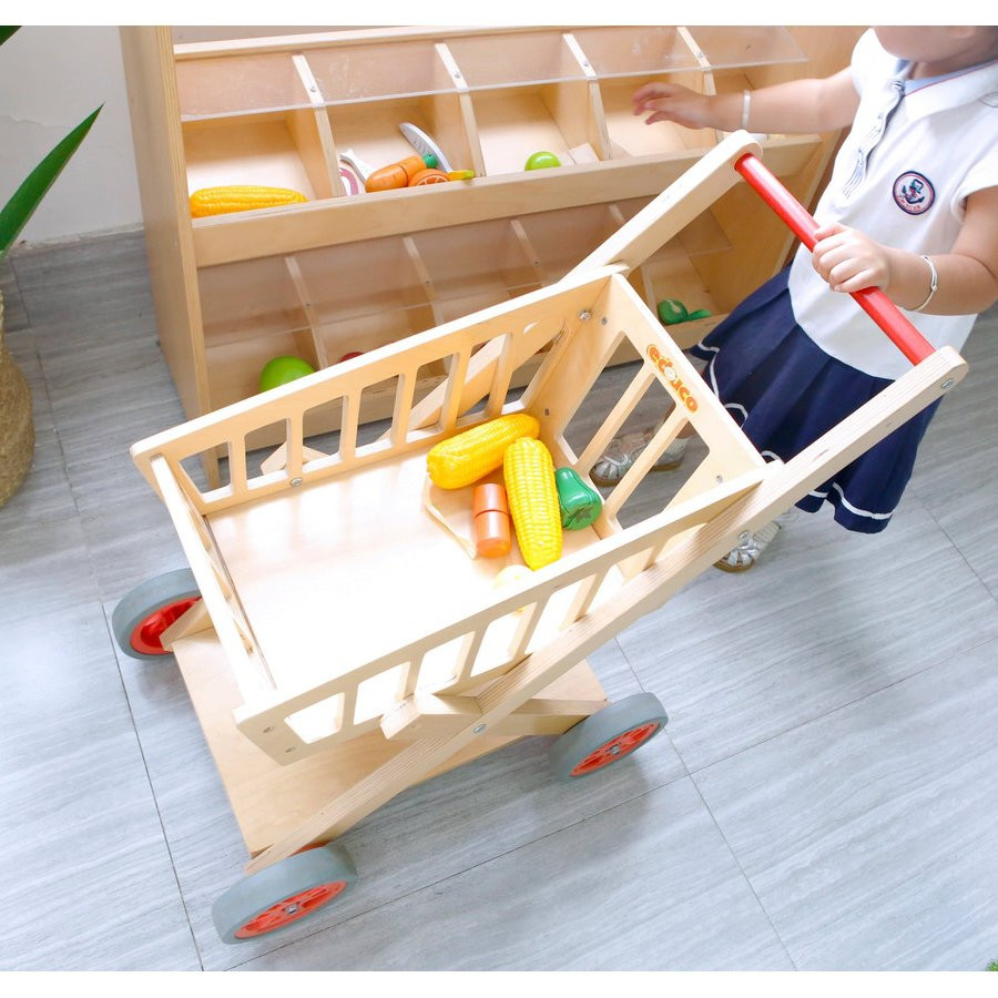 Toy Wooden Shopping Trolley