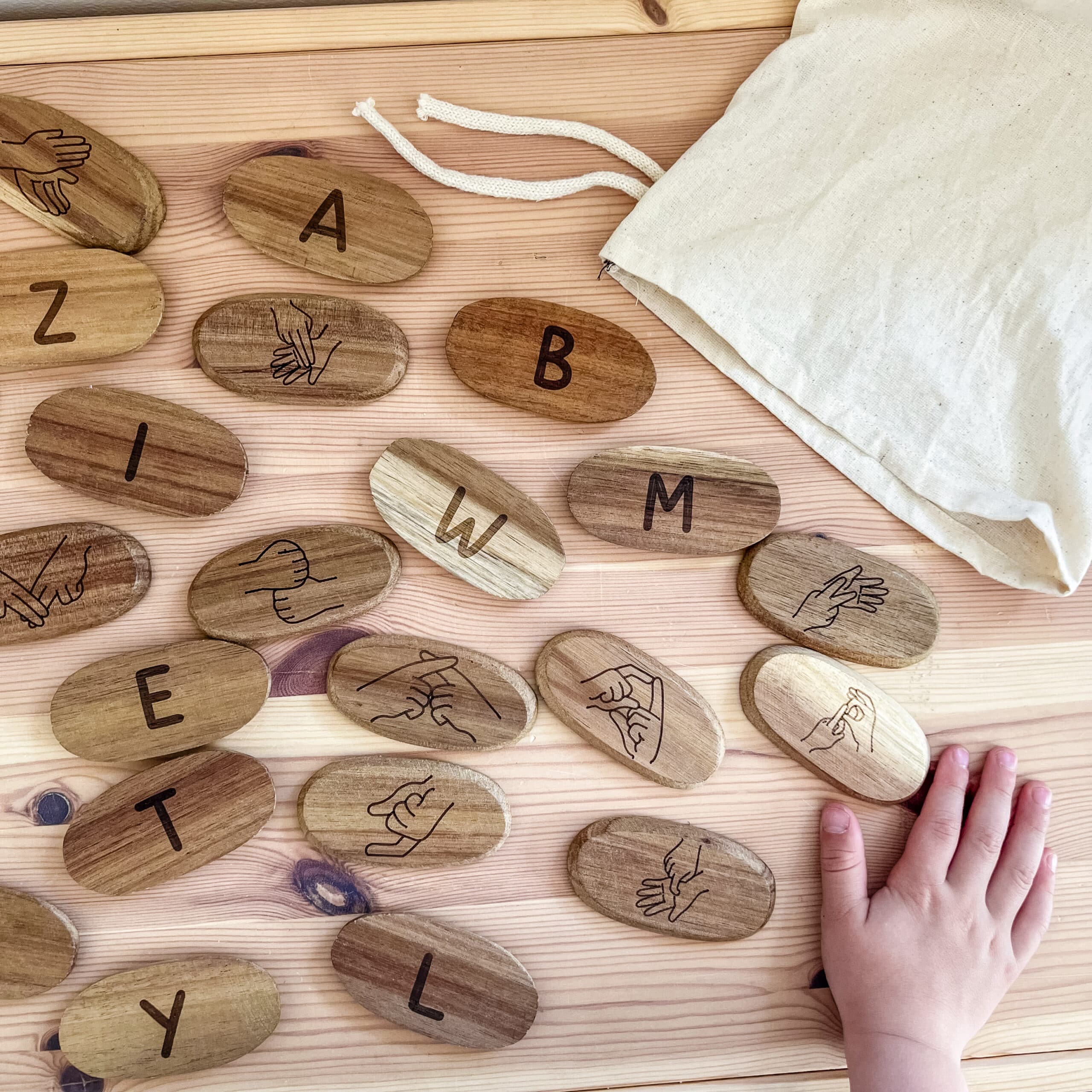 Wooden Sign Language Stones