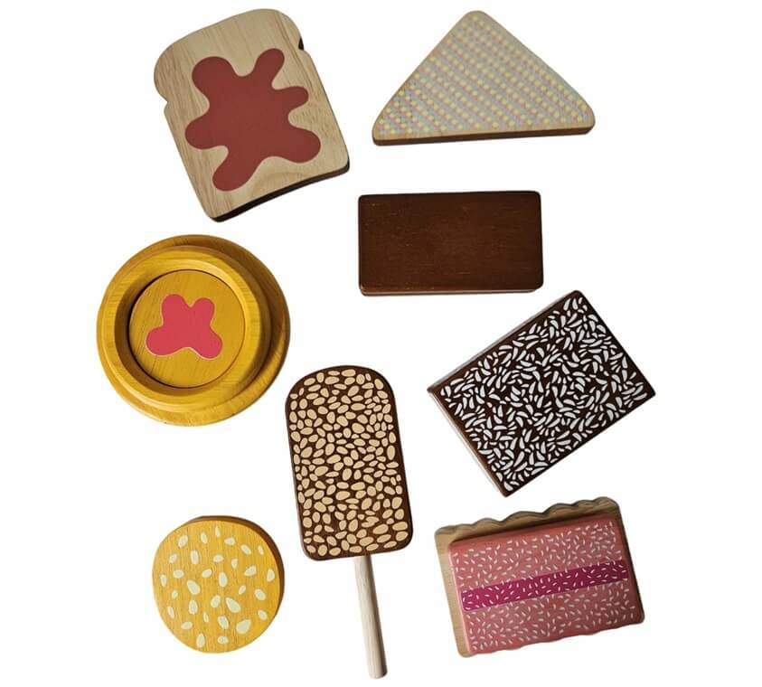 aussie wooden pretend play food set