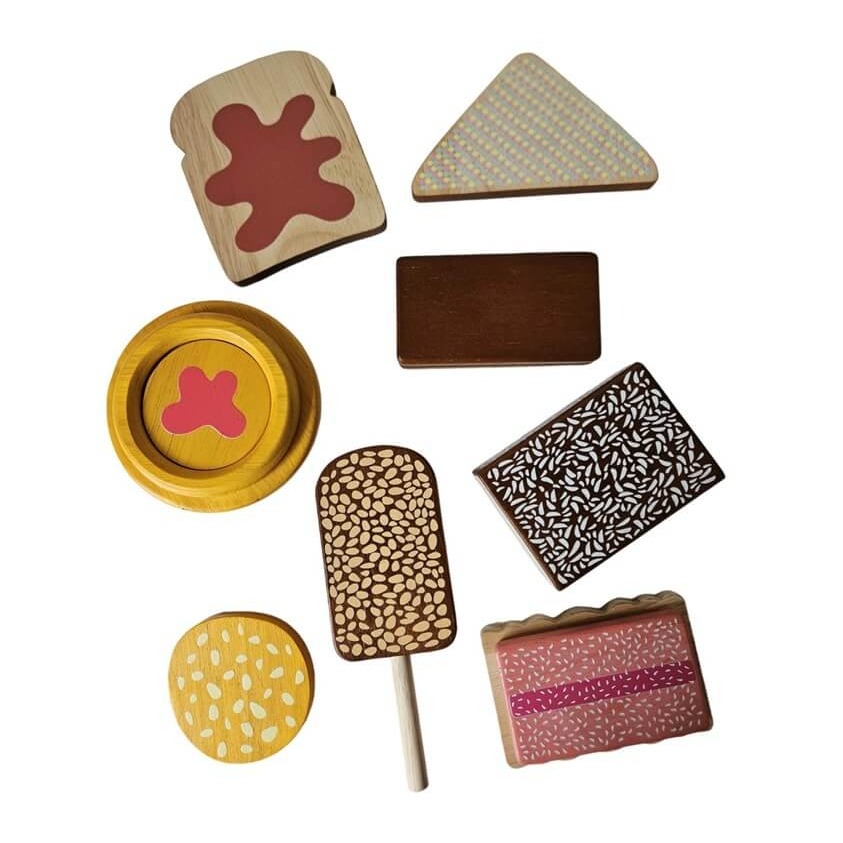 aussie wooden pretend play food set